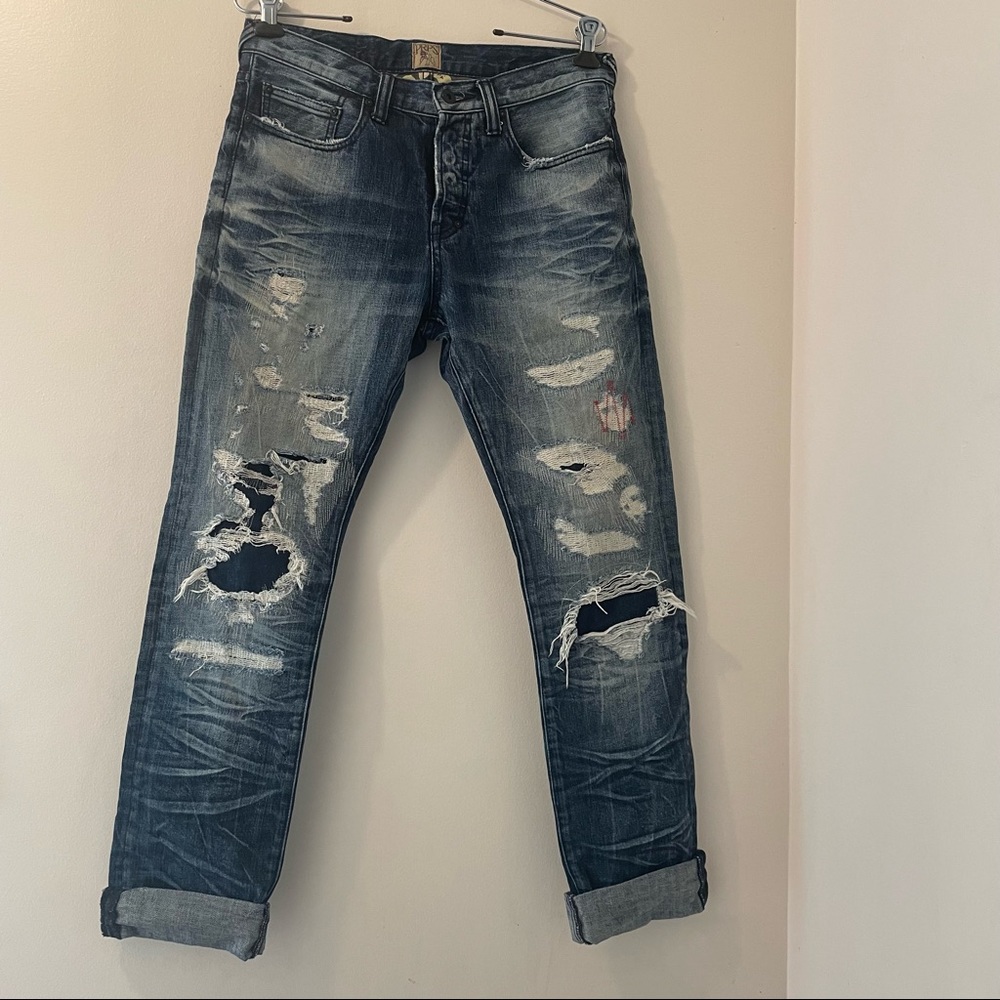 PRPS Demon Bruised Never Broken distressed blue men's Jeans Size 30
